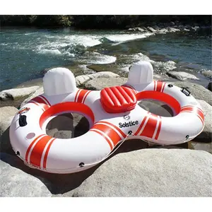 212 MAIN SuperChill Tube Duo, 2-Person Inflatable Water Float with Mesh Seat, Drink Holder & Boston Valve for Aquatic Fitness, Outdoor Sports