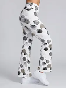 Etherea Flare Legging – Black & White Leaf