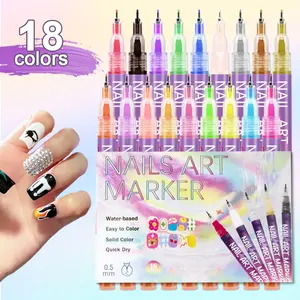 12/18Colors 3D Nail Art Marker Set, with dotting, drawing, lining and graffiti functions. DIY manicure tools and nail beauty supplies, ideal Valentine's Day gift for women.