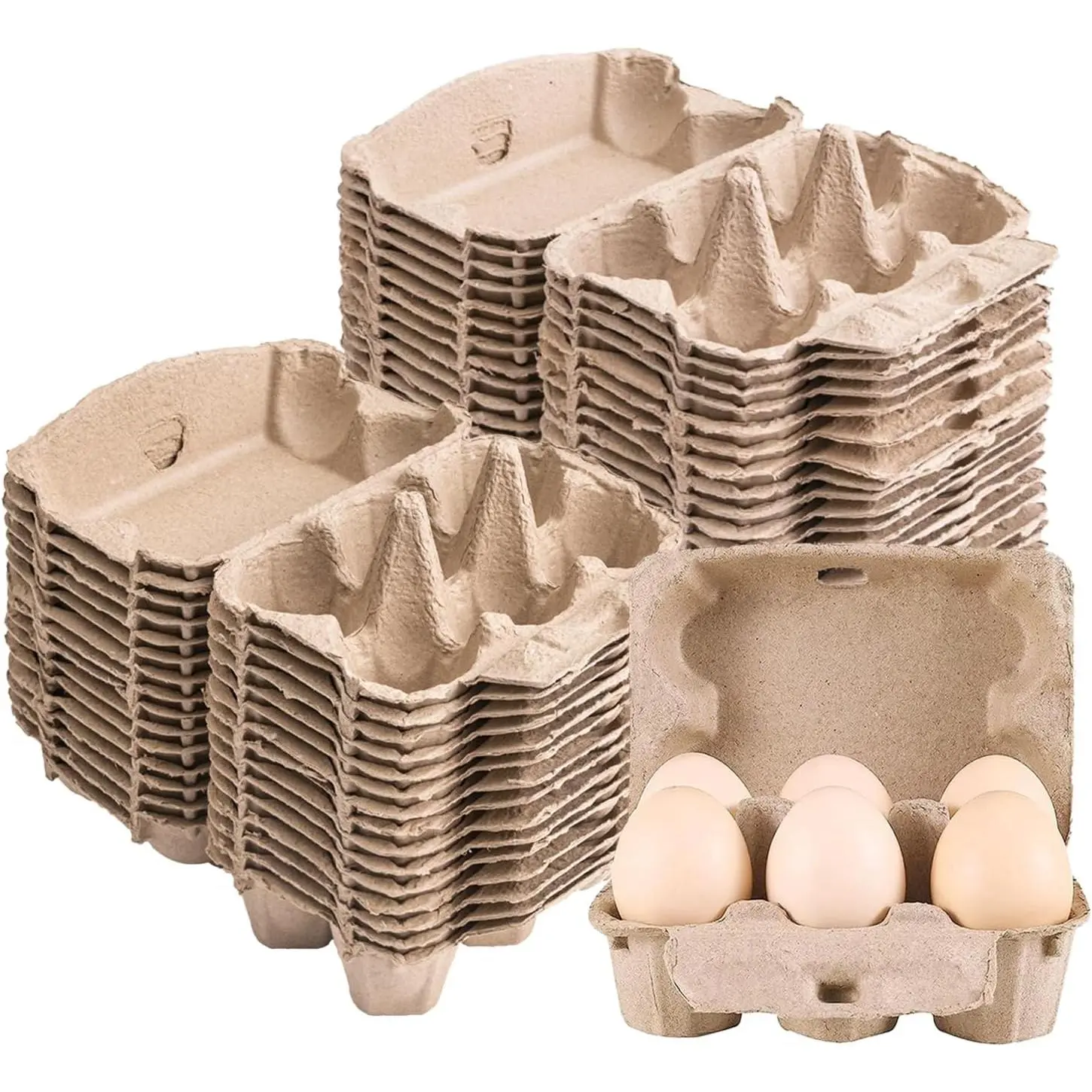 50 Pack Egg Cartons  Bulk, Blank  Pulp Egg Carton 6 Count for Chicken Eggs, , Protects, Egg Storage Containers for Home Kitchen and Farmhouse (50 PCS 6 Count)