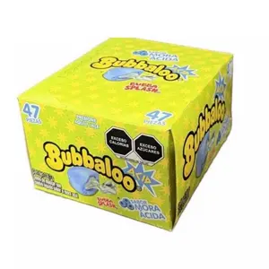 Bubbaloo Bubblegum Chewing Gum - 47 Pieces, Mora Acida Blueberry Flavor, Sugar Splash Snack bubble  center