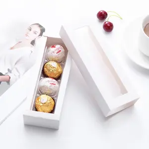 Packhome Truffle Boxes, 5.75x1.25 Inch Chocolate Packaging, Includes 4-Piece Plastic Tray, Ideal for Gifting & Storage, Set of 20