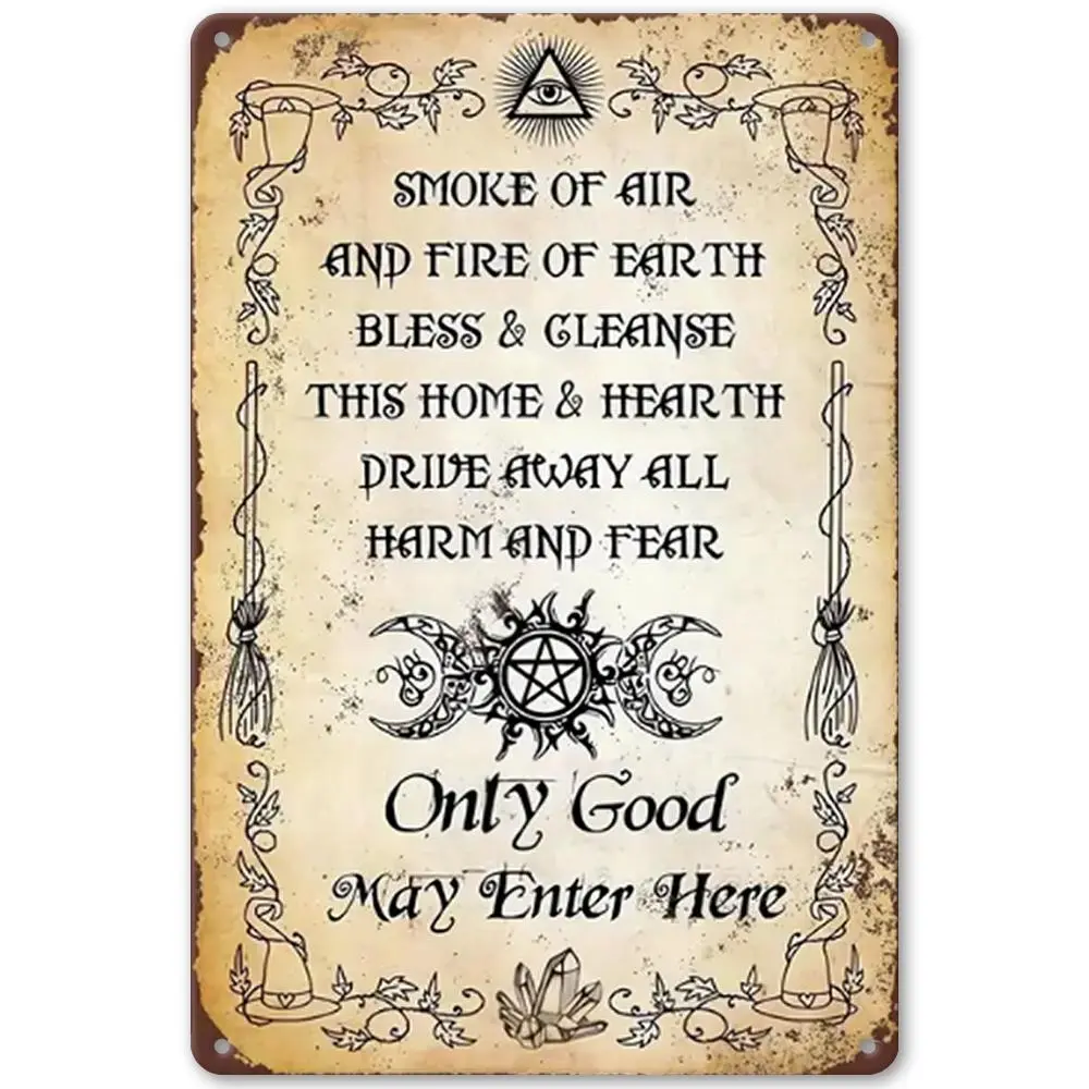 Witchcraft Blessing Metal Sign, 1 Count Vintage Metal Sign,  Decor Wall Art for Living Room, Bedroom, Office, Bar, Cafe, Halloween