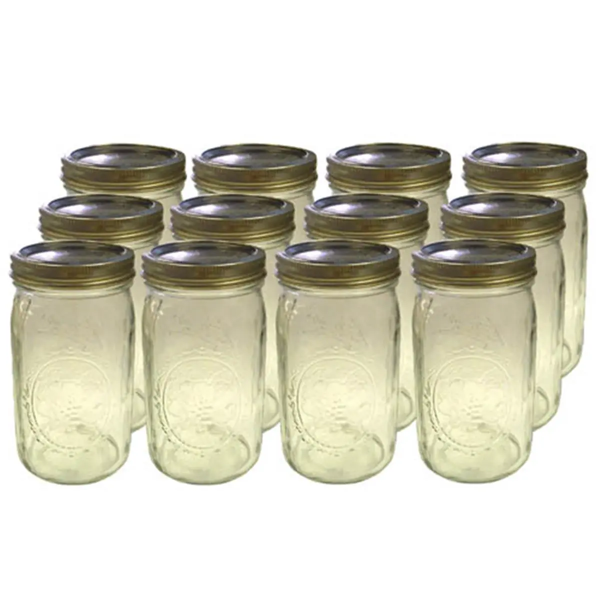 212 MAIN Wide Mouth Glass Mason Jars - 32 Oz, Case of 12, Kitchenware Storage Canisters for Canning, Includes Jars Lids and Bands for Home Canning, Containers, 32Oz