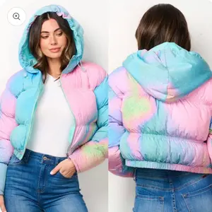 Sienna Multicolor Pink and Blue Puffer Coat - Women's Jacket for Cold Weather, Ideal for Casual Wear - Womenswear