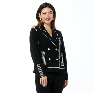 MarlaWynne WynneCollection Trompe L'oeil Sweater Knit Jacquard Jacket