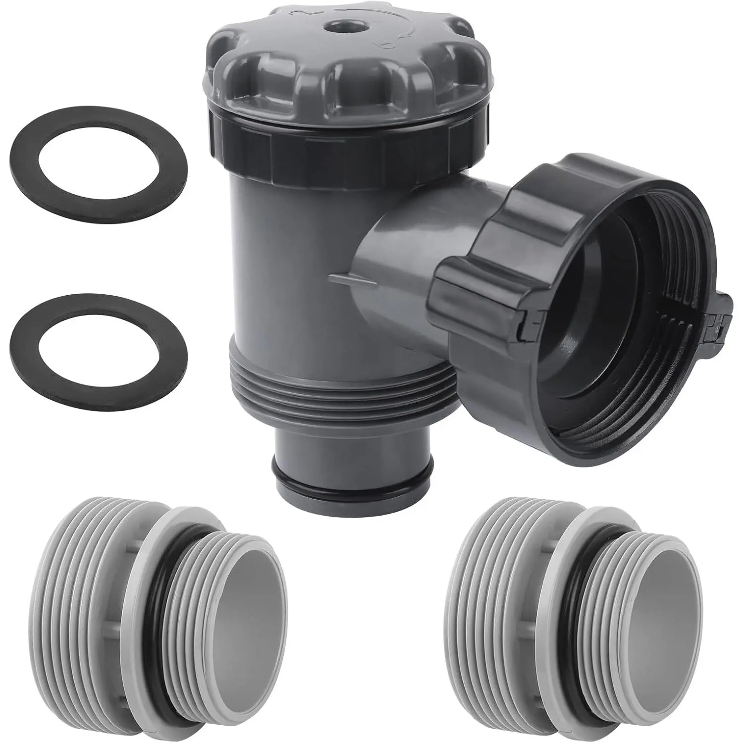 Plunger Valve for Intex Pools and Hose Conversion Adapters Kit, Plunger Valve Connection Pool Pump Hose of 38 with 25076rp O-ring Kit Compatible with Intex Coleman 4560 40mm to 1 1/2 Inch Inlet/Outlet