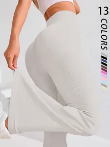 Women's Solid High Waist Sports Leggings, Casual Comfy Breathable Skinny Pants for Yoga Gym Workout Running, Ladies Sportswear for All Seasons