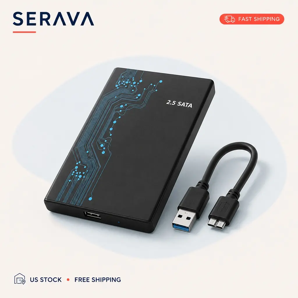 2.5 Inch SATA SSD External Hard Drive Enclosure Tool Free USB 3.0 Housing Case for Laptop Desktop Data Storage
