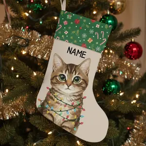 Personalized Cat Lovers Christmas Stocking (M-L) – Custom Holiday Gift for Cat Owners, Cat Christmas Stocking, Custom Cat Christmas Stocking, Cat Lovers Holiday Stocking, Cute Cat Xmas Stocking, Personalized Pet Cat Stocking