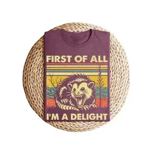 First of All I'm a Delight Shirt, Cute Sarcastic Tee, Self-Love Sarcastic Gift, Angry Possum Lover Tee, Gift for Best Friend, Gift for Him & Her  Top
