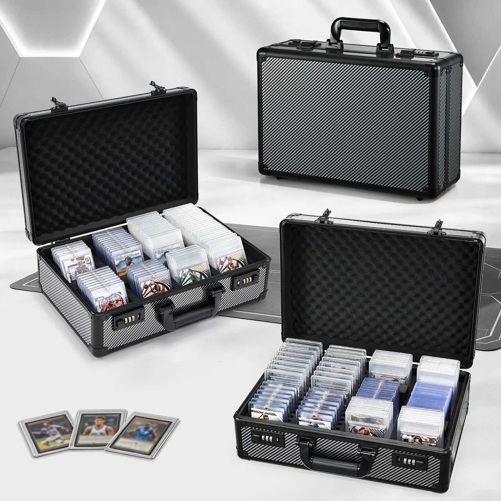 Portable Graded Card Case for Sports Cards Trading Card Storage Box with Combo Lock Card Slab Holder for Baseball Cards PSA BGS SGC Display Organizer