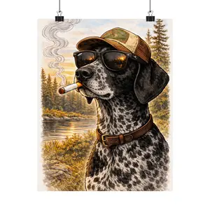 Funny Hunting Dog Smoking Poster