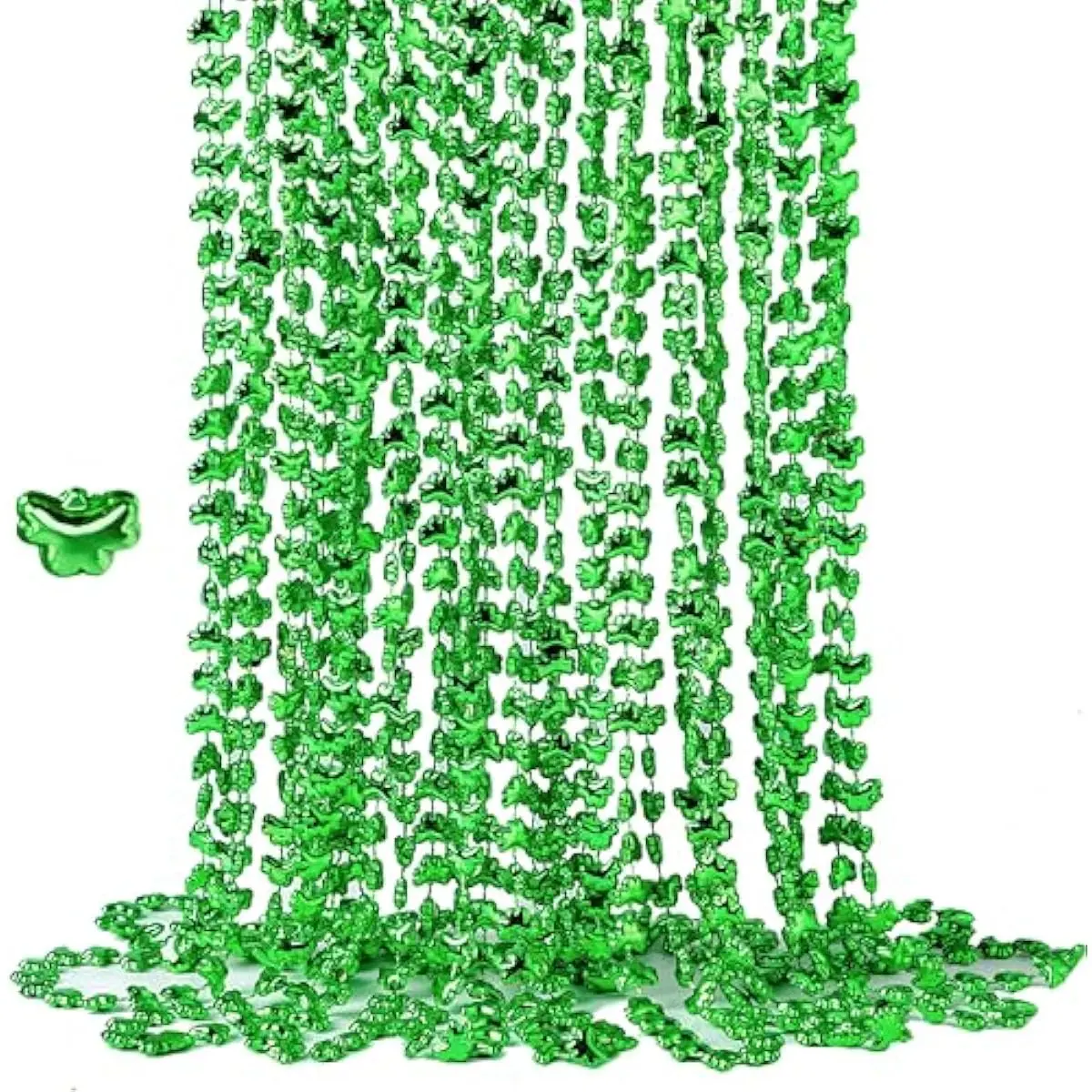 12 Pcs St. Patrick Shamrock Bead Necklaces, Green Clover Bead Necklace for St. Patrick's Day Dressing Up Costume Accessories, Irish Carnival Party Favor Supplies