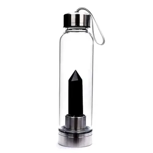 Black Obsidian Crystal Water Bottle