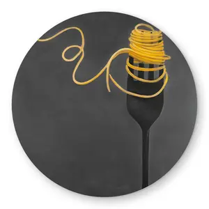 Begin Home Decor C1COAR55Q4UQAR 5 x 5 ft. Spaghetti Pasta Around a Fork Rug - Stylish Home Decor Rug