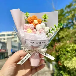 Handmade Crochet Mini Flower Bouquet, Artificial Bouquets, Crochet Artificial Flowers, Lifelike Artificial Flower, Floral Gift for Birthdays and Graduations, Emotional Support Gift, Spring Summer Decor, Cute Gift for Loved Ones