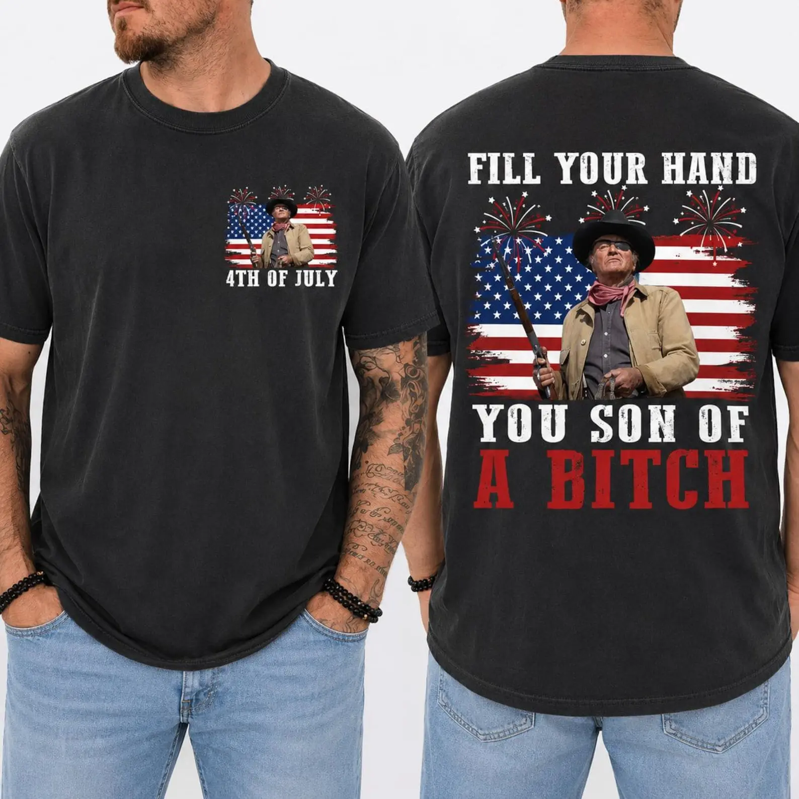 John Wayne Fill Your Hand Shirt, 4th Of July Shirt, Patriotic Graphic Tee, Vintage Cowboy Legend Shirt, Independence Day Shirt