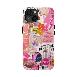 Mclaiwoodshop Pink Preppy Collage Preppy Wall Collage FIx The Environment Not The Flower Colorful School Girls Phone Cases Phone Cover Hard Case Tough 2-piece Magnetic Phone Case