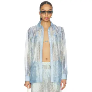 Shani Shemer Susan Shirt in Aqua Shell Print