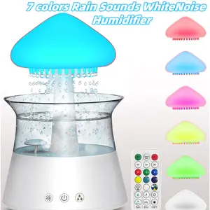 Rain Water Drip Diffuser Humidifier with Remote Waterfall Lamp Mushroom Humidifier Rain Sounds White Noise Humidifier Air Humidifiers