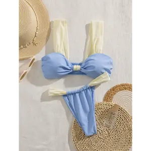 New Soft Padded Thick Strap Elegant Party Bikini Set, Fashionable Women's Swimwear For Summer Beach