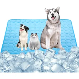 Pet Cooling Mat – Washable Self Cooling Pad for Dogs & Cats – Ice Silk Breathable Kennel Bed – Non-Toxic for Beach, Travel & Home – Blue