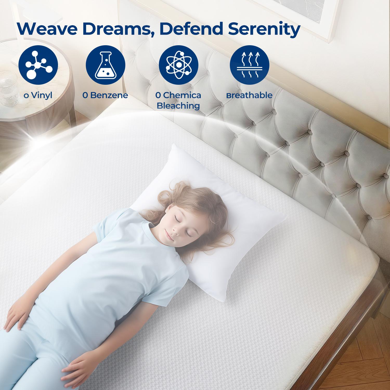 【TASTELIFE】Waterproof Mattress Protector, 3D Air Fabric Cooling King Bed Mattress Protector, Breathable Fitted Mattress Cover with Deep Pocket, Fits 8 to 21 Inch Mattress