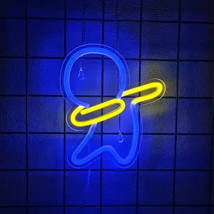 Dancing Figure Neon Sign, LED Blue Yellow Dancing Man Neon Light, USB Powered Party Neon Sign for Wall Decor, Bedroom, Bar, Dance Studio Decor