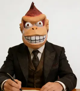 Space Monkey Latex Mask Cartoon Gorilla Headgear with Space Style Design Soft Breathable Natural Latex for Adults Ideal for Halloween Cosplay Game Theme Parties & Funny Costume Events