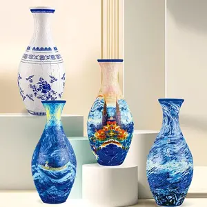 2026 Tiktok Hot 3D Puzzle Vase DIY Assembly, Creative Plastic Home Decor Flower Arrangement, Kids Toy Gift, 160 Arc Pieces, Collectible Artwork