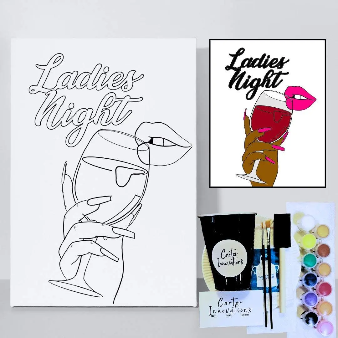 Ladies Night-Paint and Sip Sketched Canvas