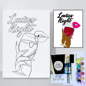 Ladies Night-Paint and Sip Sketched Canvas