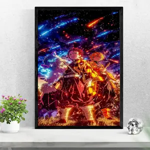 Tanjiro Zenitsu and Inosuke Under Shooting Stars Demon Slayer Anime Poster Anime Wall Art
