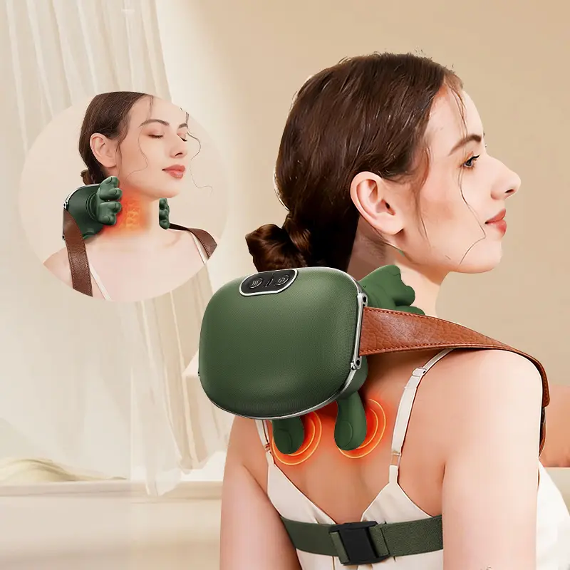 BiLOLLY Summervibes [Limited Stock] 4D Deep Kneading Neck & Shoulder Massager with Heating - Electric Bionic Human Hand Shiatsu Device for Adults, Built-in Batteries, Battery-Powered Back & Neck Pain Relief Massage Tool, Back And Neck Pain Relief Massage