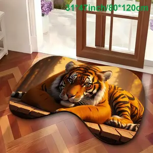 Tiger Style Irregular Rug, Washable Non-Slip Design, Suitable for Hallway/bathroom/living Room, Durable and Easy to Clean
