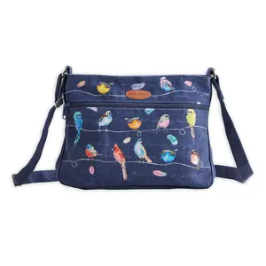 Maison d' Hermine Cross Body Bags for Women Cotton Canvas Shoulder Bag for Shopping Travel Everyday Use Tote purse Multi Zippered Pocket Sling Bag Easter Gifts