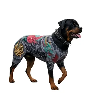 Cool Tattoo Dog Clothes T-Shirt Pajamas Social Style Breathable Pet Apparel