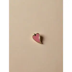 Pink Elongated Enamel Heart Charm