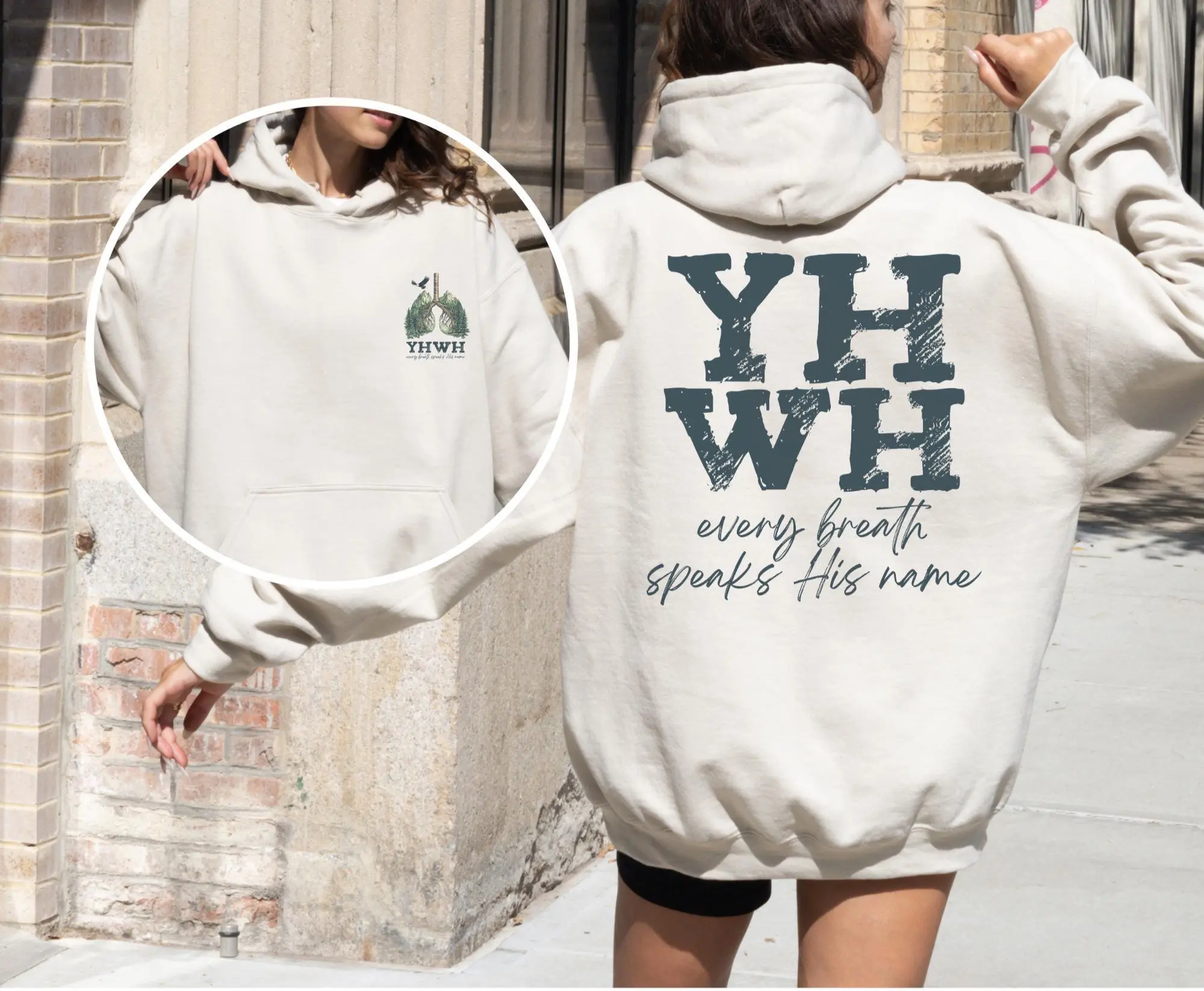 YHWH Lungs Christian Hoodie Pullover, Every Breath Speak His Name Sweater, Name Of God YHWH Hoodie, Faith Apparel Hoodie, YHWH Front Back Hoodie