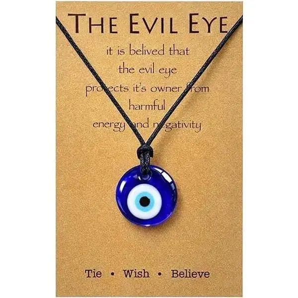 Blue Glass Evil Eye Necklace for Women, Leather Cord Choker with Auspicious Protective Charm, Casual Fashion Jewelry, Evil Eye Aesthetic