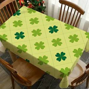 1 pc St Patrick's Day Tablecloth Picnic Table Cover Background Four Leaf Clover Pattern, Perfect for Picnic Camping Wedding Birthday Party Restaurant Buffet