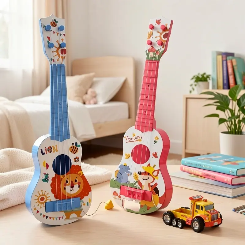 Unisex Playful Mini Playable Ukulele-Shape Toy Guitar, Kids Educational Musical Instrument for Music Learning, Party Supplies, Birthday Gift