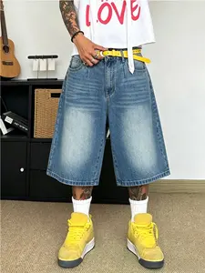 Men's Classic Straight Leg Jeans Shorts, Loose Fit Hip Hop Casual Denim Five-Quarter Pants, Breathable Summer, Comfortable Daily Wear