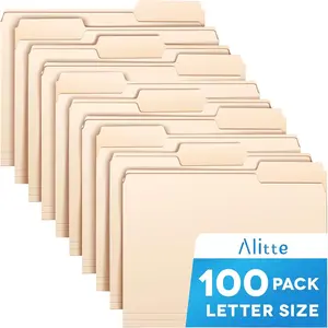 Manila Folders 8.5 x 11 Letter Size 100-Pack File Folders for Documents 1/3-Cut Tabs Assorted Positions Folder Organizer for Home Office or Classroom Bulk Pack Made in USA