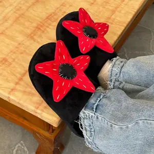 2025 New Stranger Thing Plush Slippers Cartoon Horror Red Flower Stuffed Shoes Women Men Indoor House Slipper Christmas Gifts