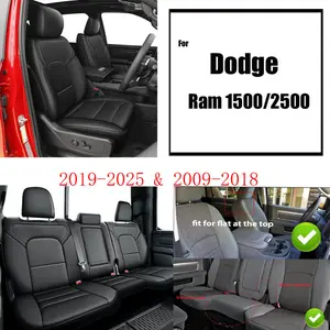 Car 5-Seat Covers For Dodge RAM 1500&2500 2009-2025 Fuax Leather Full Coverage Front & Rear Full Set All inclusive Customed Car Cushions BlacK Replacement fathersdaygift