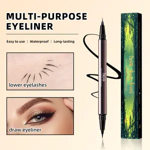 【The you】Long-lasting liquid eyeliner, 2-in-1 dual-ended design - lightweight and waterproof, vegan formula, no animal testing, smooth application for 24 hours, with a creamy and silky texture.