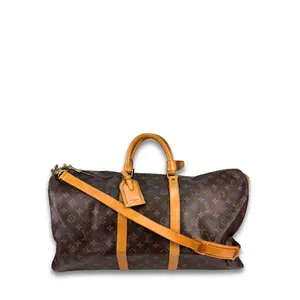 Pre-owned Louis Vuitton Coated Canvas Travel Bags Monogram Keepall Bandoulière 55