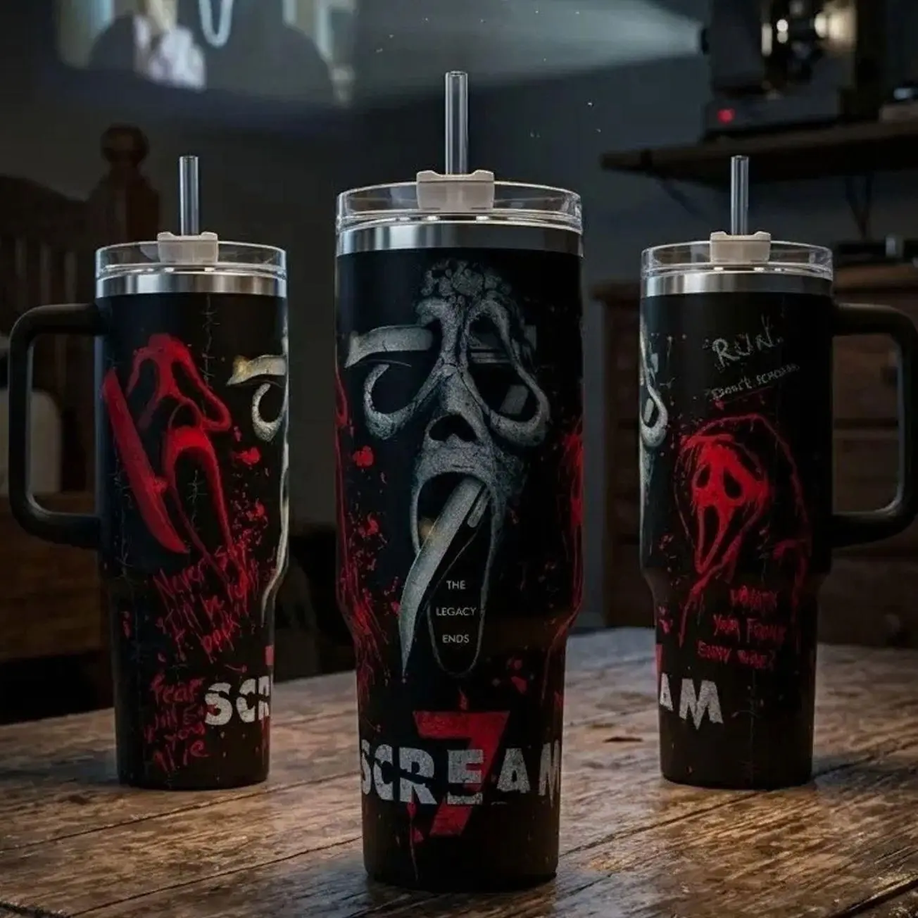 Ghostface Scream 7 Tumbler 40oz Movie Custom Cup 40 oz Tumbler With Handle